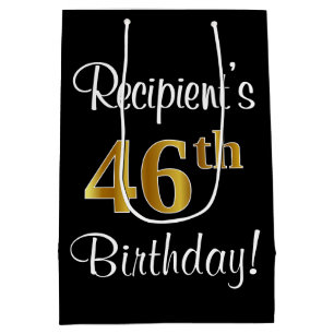 Bolsa De Regalo Mediana Elegante, lujoso, Faux Gold Look 46th Birthday