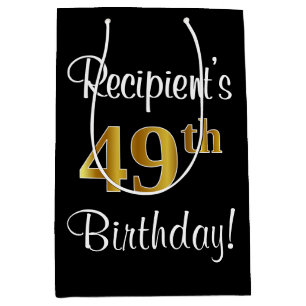 Bolsa De Regalo Mediana Elegante, lujoso, Faux Gold Look 49th Birthday