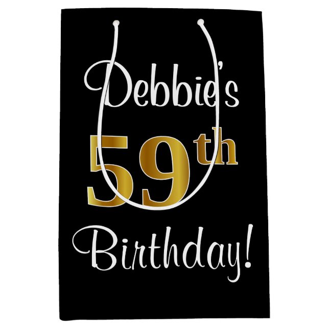 Bolsa De Regalo Mediana Elegante, lujoso, Faux Gold Look 59th Birthday (Anverso)
