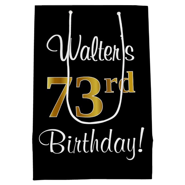 Bolsa De Regalo Mediana Elegante, lujoso, Faux Gold Look 73 cumpleaños (Reverso)