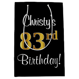 Bolsa De Regalo Mediana Elegante, lujoso, Faux Gold Look 83 cumpleaños