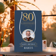 Elegante marina y oro 80 y legendario cumpleaños