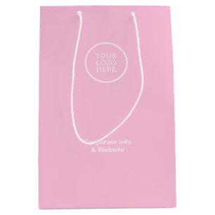 Bolsa De Regalo Mediana Elegante Minimal Business Pink Logotipo Corporativ