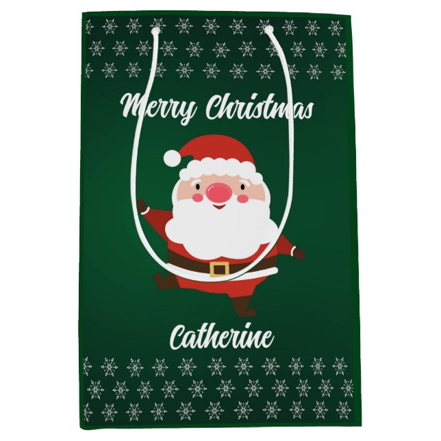 Bolsa De Regalo Mediana Elegante Moda Cute moderno Festividad Rojo y Verde (Anverso)