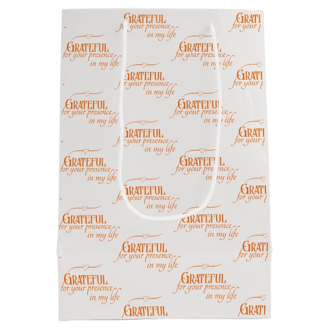 Bolsa De Regalo Mediana Elegante Naranja de Calabaza Agradecida del Día de (Reverso)