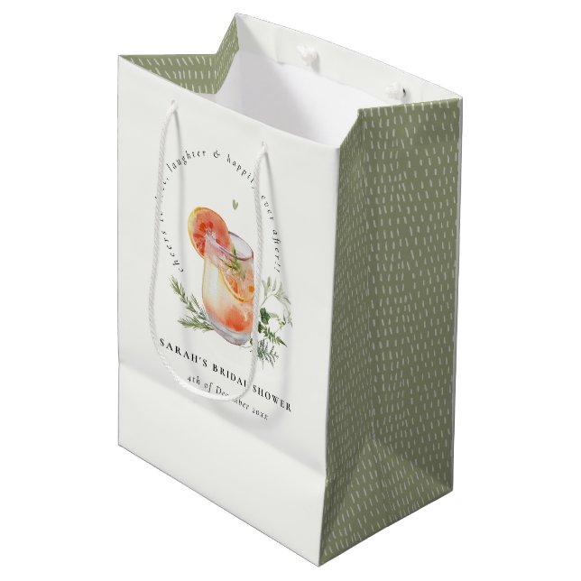 Bolsa De Regalo Mediana Elegante Naranja de Marfil Green Cocktail Bridal S (Angulo Anverso)