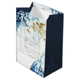 BOLSA DE REGALO MEDIANA ELEGANTE NAVY DE ORO SUBMARINO DUCHA BRIDAL DE PES