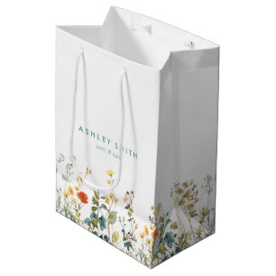 Bolsa De Regalo Mediana Elegante negocio de campo de flores silvestres