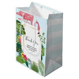 Bolsa De Regalo Mediana Elegante negocio tropical de flamencos rosados