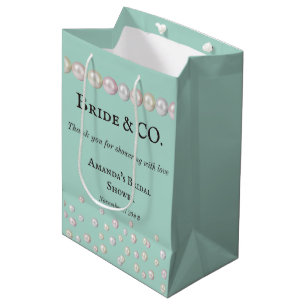 Bolsa De Regalo Mediana Elegante novia y corpulenta Verde azulada azul Pea
