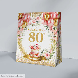 Bolsa De Regalo Mediana Elegante oro número 80 glamour del partido de cump