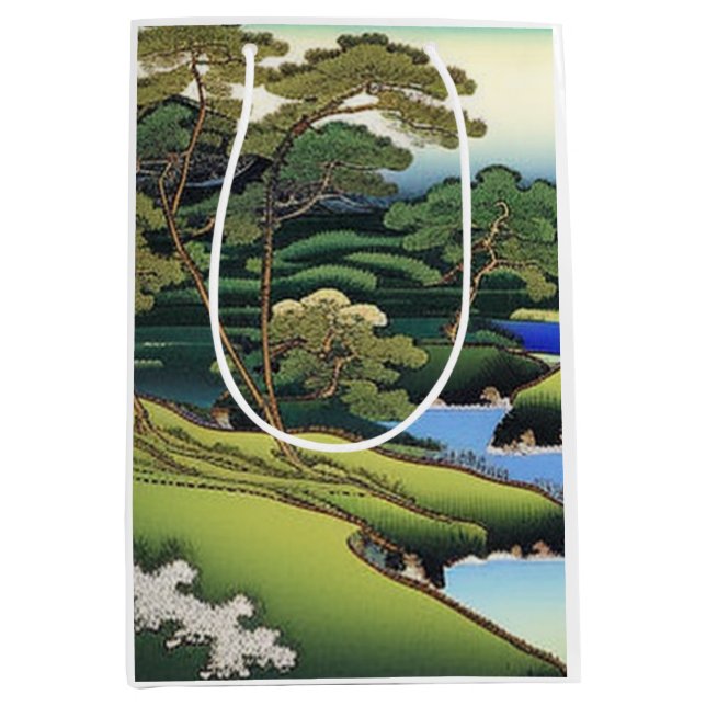 Bolsa De Regalo Mediana Elegante paisaje asiático (Anverso)