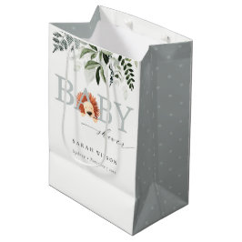 Bolsa De Regalo Mediana Elegante Pastel Cute Lion Foliage Baby Shower