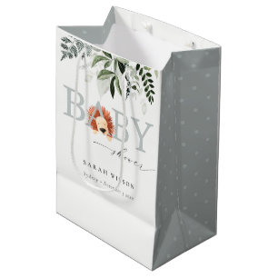Bolsa De Regalo Mediana Elegante Pastel Cute Lion Foliage Baby Shower