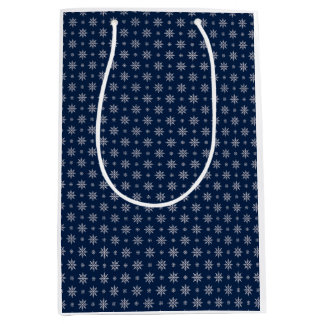 Bolsa De Regalo Mediana Elegante patrón azul sin fisuras de copo de nieve