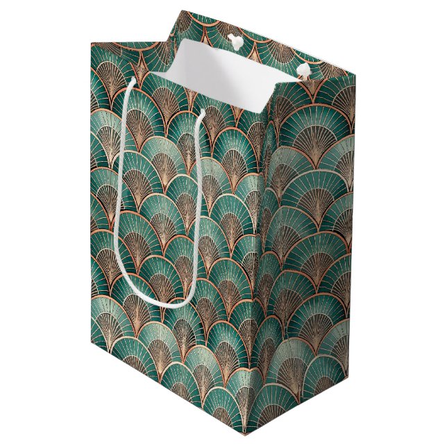 Bolsa De Regalo Mediana Elegante patrón de baldosas Art Deco (Angulo Anverso)