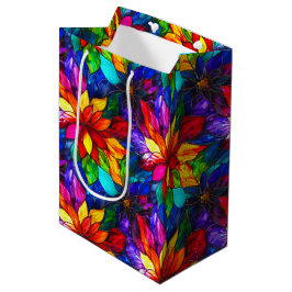 Bolsa De Regalo Mediana Elegante patrón de vidrio emplomado de arcoíris