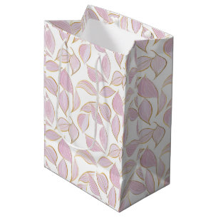 Bolsa De Regalo Mediana elegante patrón floral sin costura con hojas rosad