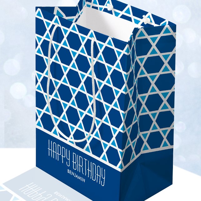 Bolsa De Regalo Mediana Elegante Personalizado azul del patrón de la estre (Subido por el creador)