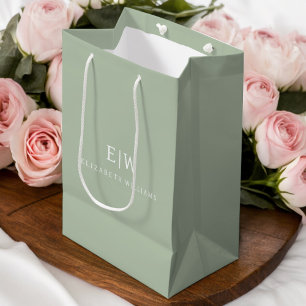 Bolsa De Regalo Mediana Elegante Profesional Sencillo Monograma Minimalist