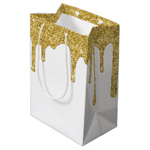 Bolsa De Regalo Mediana Elegante Purpurina de espuma de oro