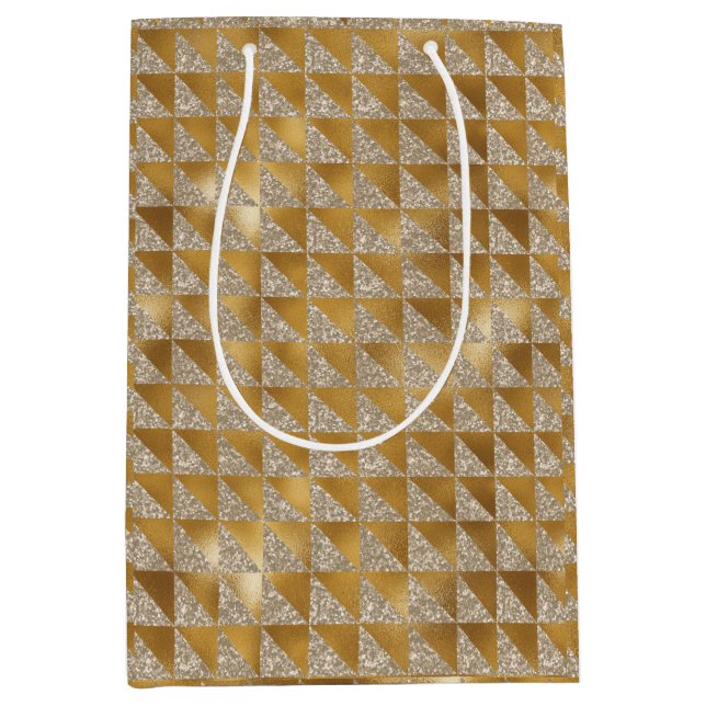 Bolsa De Regalo Mediana Elegante Purpurina lujoso dorado plateado (Anverso)