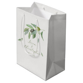 Bolsa De Regalo Mediana Elegante rama de hojas de oliva toscana de acuarel