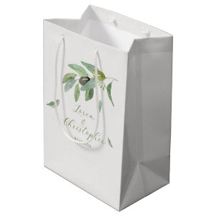 Bolsa De Regalo Mediana Elegante rama de hojas de oliva toscana de acuarel
