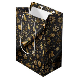 Bolsa De Regalo Mediana Elegante regalo de Navidades negros y de oro
