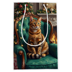 Bolsa De Regalo Mediana Elegante retrato de gato abisinio regio en vacacio