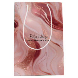 Bolsa De Regalo Mediana Elegante Rosa Oro y Purpurina Marcado