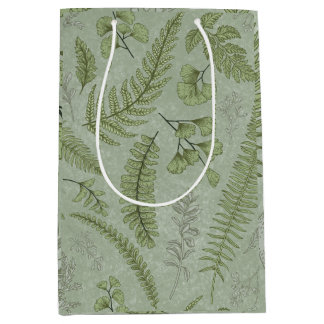 Bolsa De Regalo Mediana Elegante Sage Green Watercolor Floral