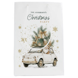 Bolsa De Regalo Mediana Elegante Santa de Acuarela Fiesta de Navidad