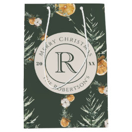 Bolsa De Regalo Mediana Elegante Selva Verde acuarela Invierno Monogramado