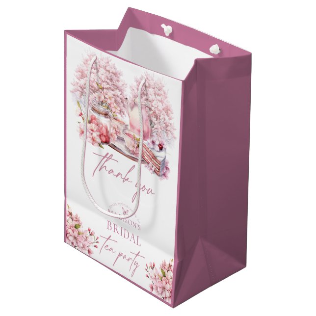 Bolsa De Regalo Mediana Elegante té nupcial con flores de cerezo (Angulo Anverso)