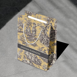 Bolsa De Regalo Mediana Elegante toile amarillo negro vintage de jouy