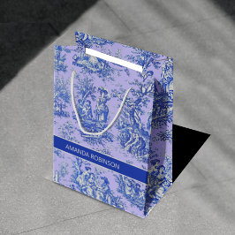 Bolsa De Regalo Mediana Elegante toile azul violeta de jouy