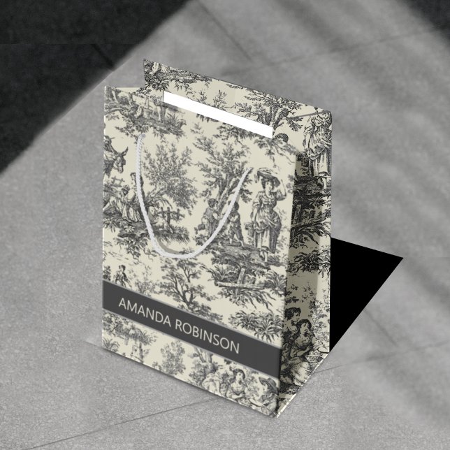 Bolsa De Regalo Mediana elegante toile de jouy blanco y negro (Subido por el creador)