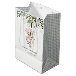 Bolsa De Regalo Mediana Elegante Y Cuidadosamente Koala Foliage Baby Showe