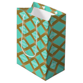 Bolsa De Regalo Mediana Elegante y de moda Aquamarine Azul y Oro