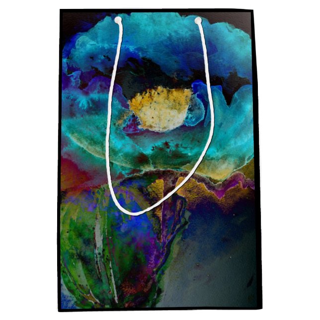 Bolsa De Regalo Mediana Elegante y romántico cuadro verde azulado de acuar (Anverso)