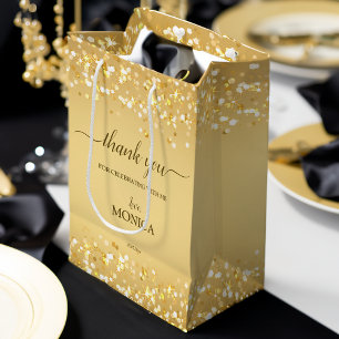 Bolsa De Regalo Mediana Elegantes chispas doradas minimalistas