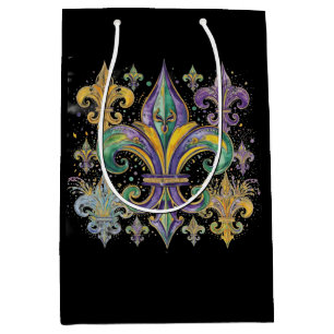 Bolsa De Regalo Mediana Elegantes colores de Mardi Gras negros