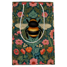 Elegantes florales boho retro de abeja primavera 