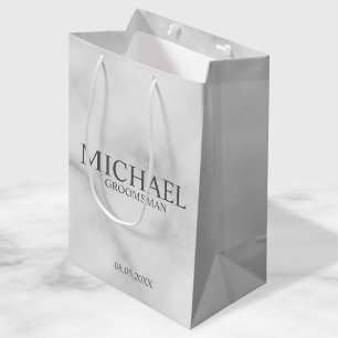 Bolsa De Regalo Mediana Elegantes Groomsmen Personalizados de Mármol Blanc