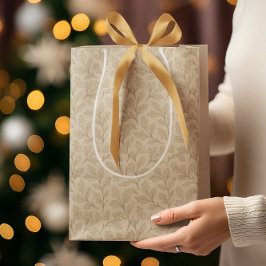 Bolsa De Regalo Mediana Elegantes hojas de otoño | Boho Minimalista Farmho