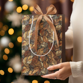 Bolsa De Regalo Mediana Elegantes hojas de otoño de vidrio manchado - otoñ