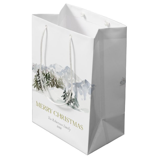 Bolsa De Regalo Mediana Elegantes Navidades de la montaña de invierno (Angulo reverso)