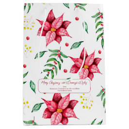 Bolsa De Regalo Mediana Elegantes Navidades Rojos Cálidos Florales