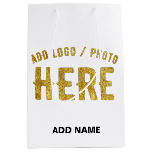 BOLSA DE REGALO MEDIANA ELEGANTES PERSONALIZABLES BLANCOS MODERNOS VERIFIC